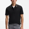 Slim-fit cotton polo shirt with striped collar
