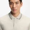 Slim-fit cotton polo shirt with striped collar