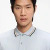 Slim-fit cotton polo shirt with striped collar