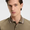 Slim-fit cotton polo shirt with striped collar
