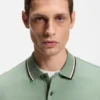 Slim-fit cotton polo shirt with striped collar