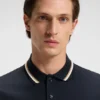 Slim-fit cotton polo shirt with striped collar