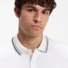 Slim-fit cotton polo shirt with striped collar