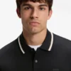 Slim-fit cotton polo shirt with striped collar