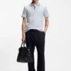 Slim-fit cotton polo shirt with striped collar
