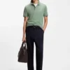 Slim-fit cotton polo shirt with striped collar