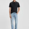 Slim-fit cotton polo shirt with striped collar