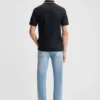 Slim-fit cotton polo shirt with striped collar