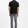 Slim-fit cotton polo shirt with striped collar