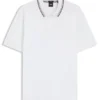 Slim-fit cotton polo shirt with striped collar
