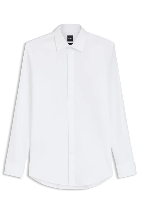 Slim-fit dress shirt in easy-iron stretch cotton Slim-fit dress shirt in easy-iron stretch cotton