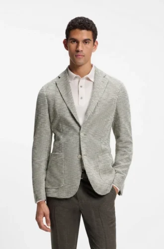 Slim-fit jacket in a patterned cotton blend
