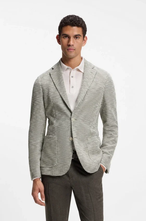Slim-fit jacket in a patterned cotton blend Slim-fit jacket in a patterned cotton blend