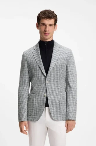 Slim-fit jacket in a patterned cotton blend