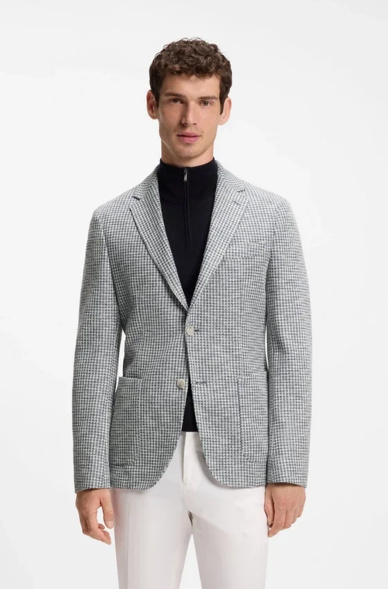 Slim-fit jacket in a patterned cotton blend Slim-fit jacket in a patterned cotton blend