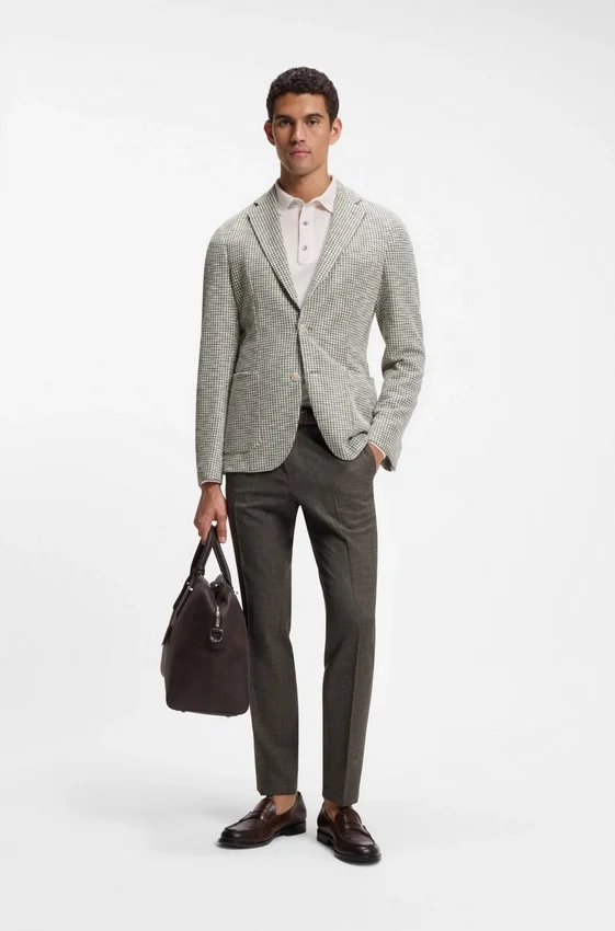 Slim-fit jacket in a patterned cotton blend Slim-fit jacket in a patterned cotton blend