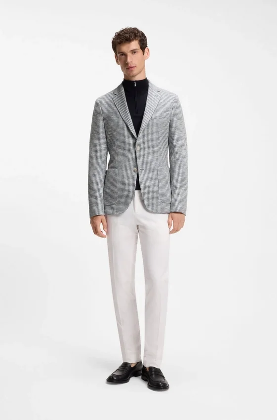 Slim-fit jacket in a patterned cotton blend Slim-fit jacket in a patterned cotton blend