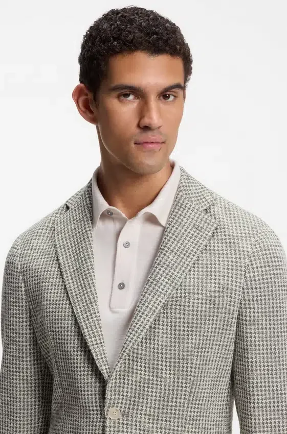 Slim-fit jacket in a patterned cotton blend Slim-fit jacket in a patterned cotton blend