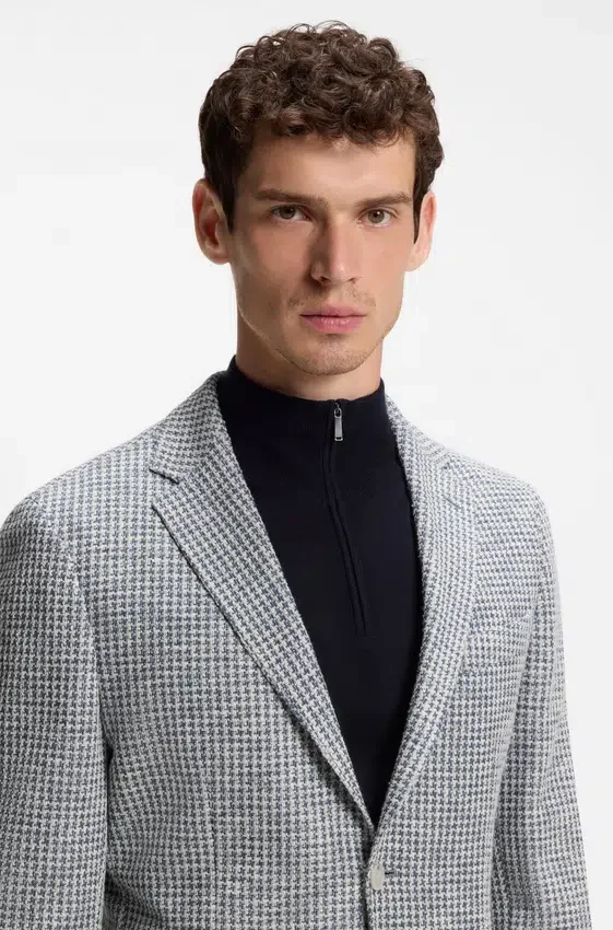 Slim-fit jacket in a patterned cotton blend Slim-fit jacket in a patterned cotton blend