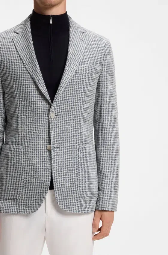 Slim-fit jacket in a patterned cotton blend Slim-fit jacket in a patterned cotton blend