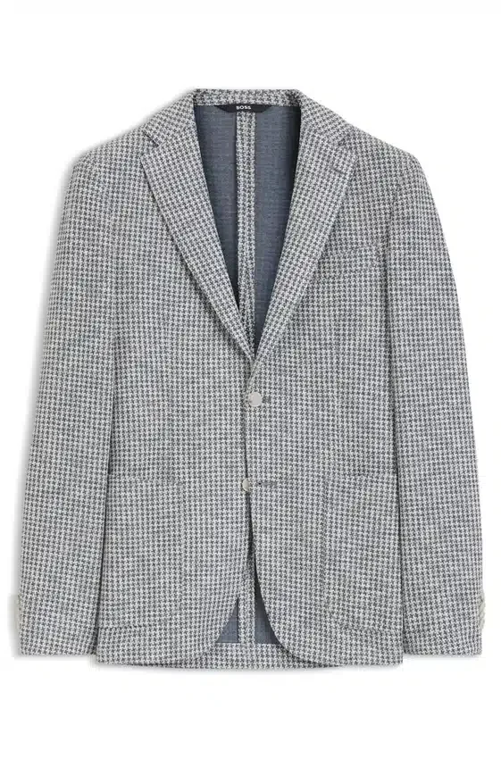 Slim-fit jacket in a patterned cotton blend Slim-fit jacket in a patterned cotton blend