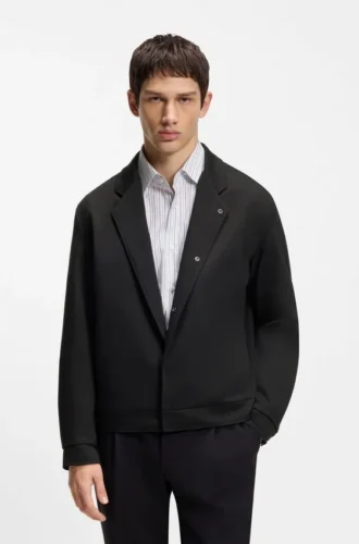 Slim-fit jacket in cotton-blend jersey
