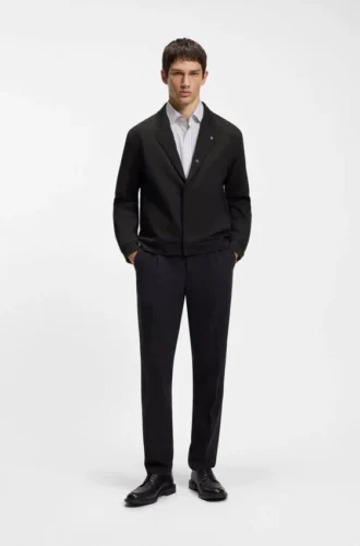 Slim-fit jacket in cotton-blend jersey
