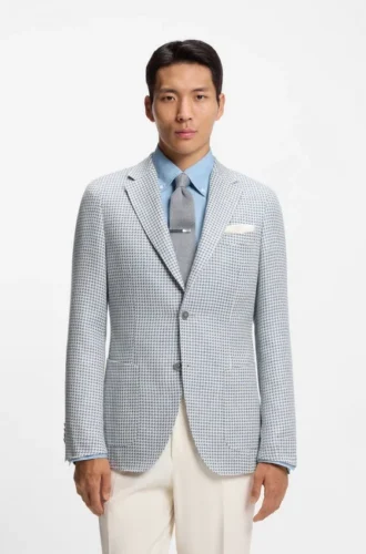 Slim-fit jacket in linen, silk and cotton