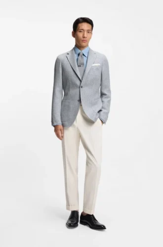 Slim-fit jacket in linen, silk and cotton