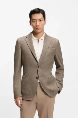 Slim-fit jacket in micro-patterned cotton Slim-fit jacket in micro-patterned cotton