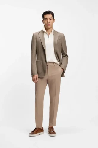 Slim-fit jacket in micro-patterned cotton Slim-fit jacket in micro-patterned cotton