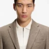 Slim-fit jacket in micro-patterned cotton