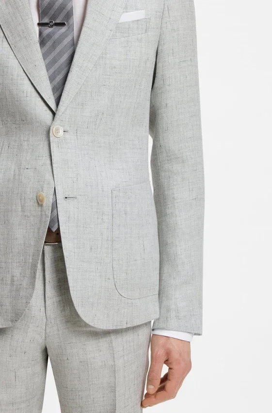Slim-fit jacket in patterned linen Slim-fit jacket in patterned linen