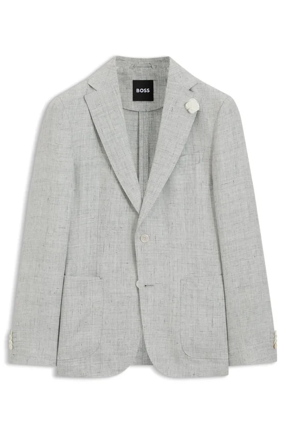 Slim-fit jacket in patterned linen Slim-fit jacket in patterned linen