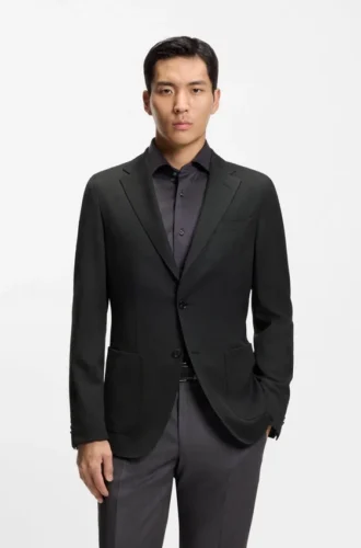 Slim-fit jacket in virgin wool and silk