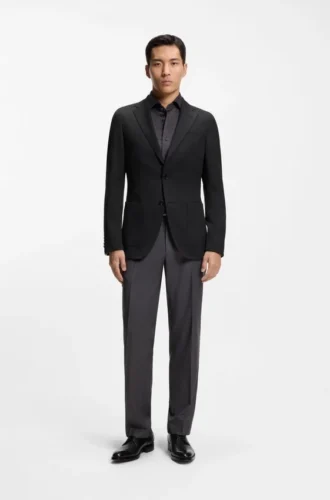 Slim-fit jacket in virgin wool and silk