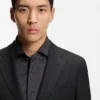 Slim-fit jacket in virgin wool and silk