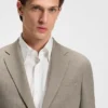 Slim-fit jacket in virgin wool and silk