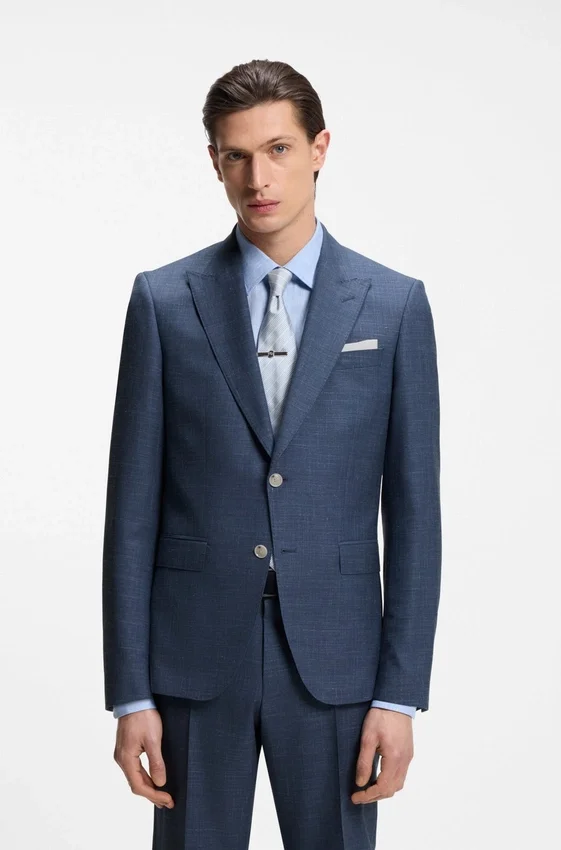 Slim-fit jacket in virgin wool, silk and linen Slim-fit jacket in virgin wool, silk and linen