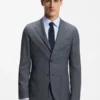 Slim-fit jacket in virgin wool, silk and linen