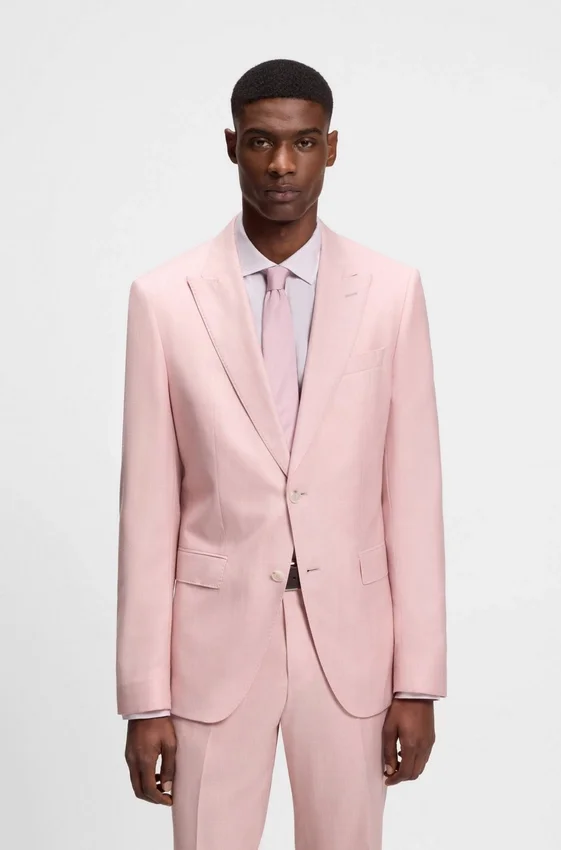 Slim-fit jacket in virgin wool, silk and linen Slim-fit jacket in virgin wool, silk and linen