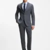 Slim-fit jacket in virgin wool, silk and linen