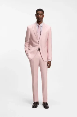 Slim-fit jacket in virgin wool, silk and linen