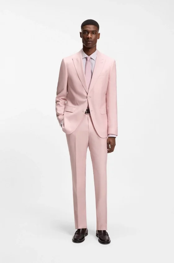 Slim-fit jacket in virgin wool, silk and linen Slim-fit jacket in virgin wool, silk and linen