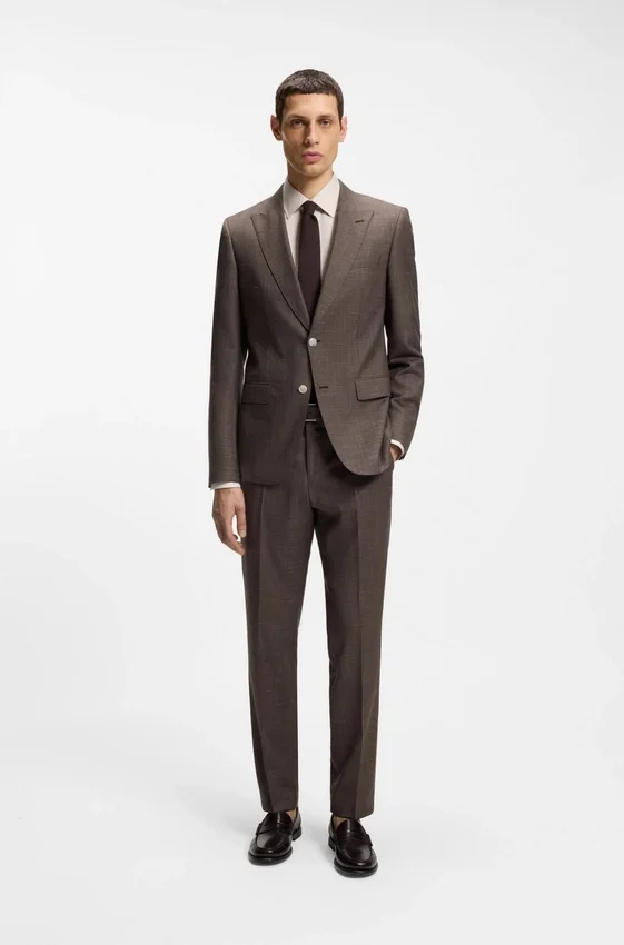 Slim-fit jacket in virgin wool, silk and linen Slim-fit jacket in virgin wool, silk and linen