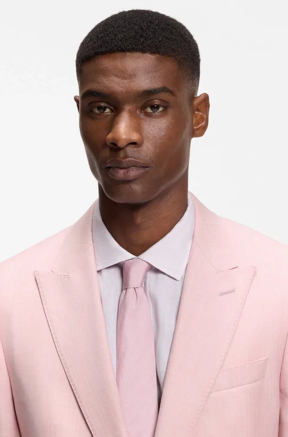 Slim-fit jacket in virgin wool, silk and linen Slim-fit jacket in virgin wool, silk and linen
