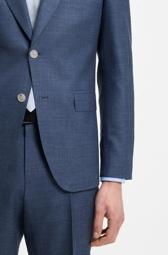 Slim-fit jacket in virgin wool, silk and linen Slim-fit jacket in virgin wool, silk and linen