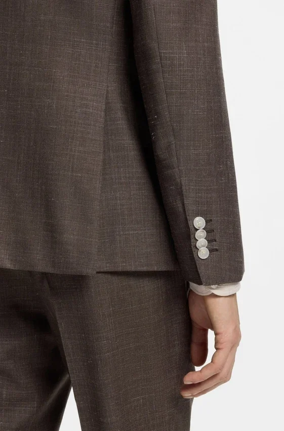 Slim-fit jacket in virgin wool, silk and linen Slim-fit jacket in virgin wool, silk and linen