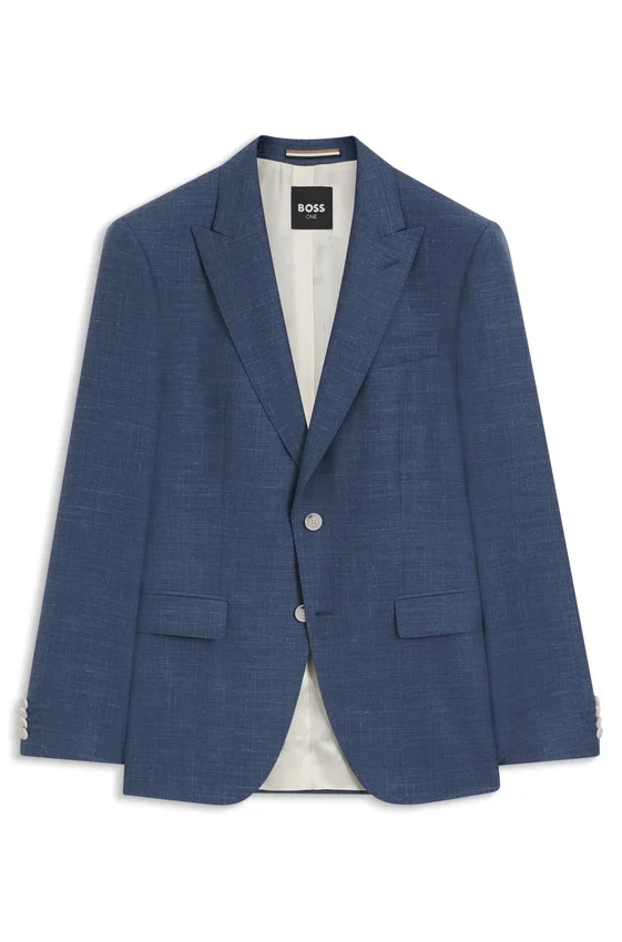 Slim-fit jacket in virgin wool, silk and linen Slim-fit jacket in virgin wool, silk and linen