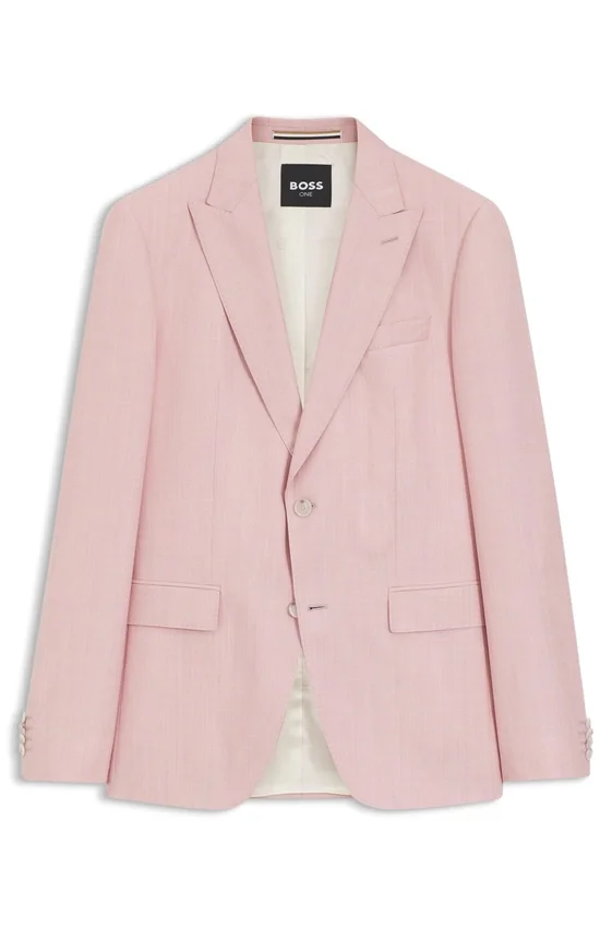 Slim-fit jacket in virgin wool, silk and linen Slim-fit jacket in virgin wool, silk and linen